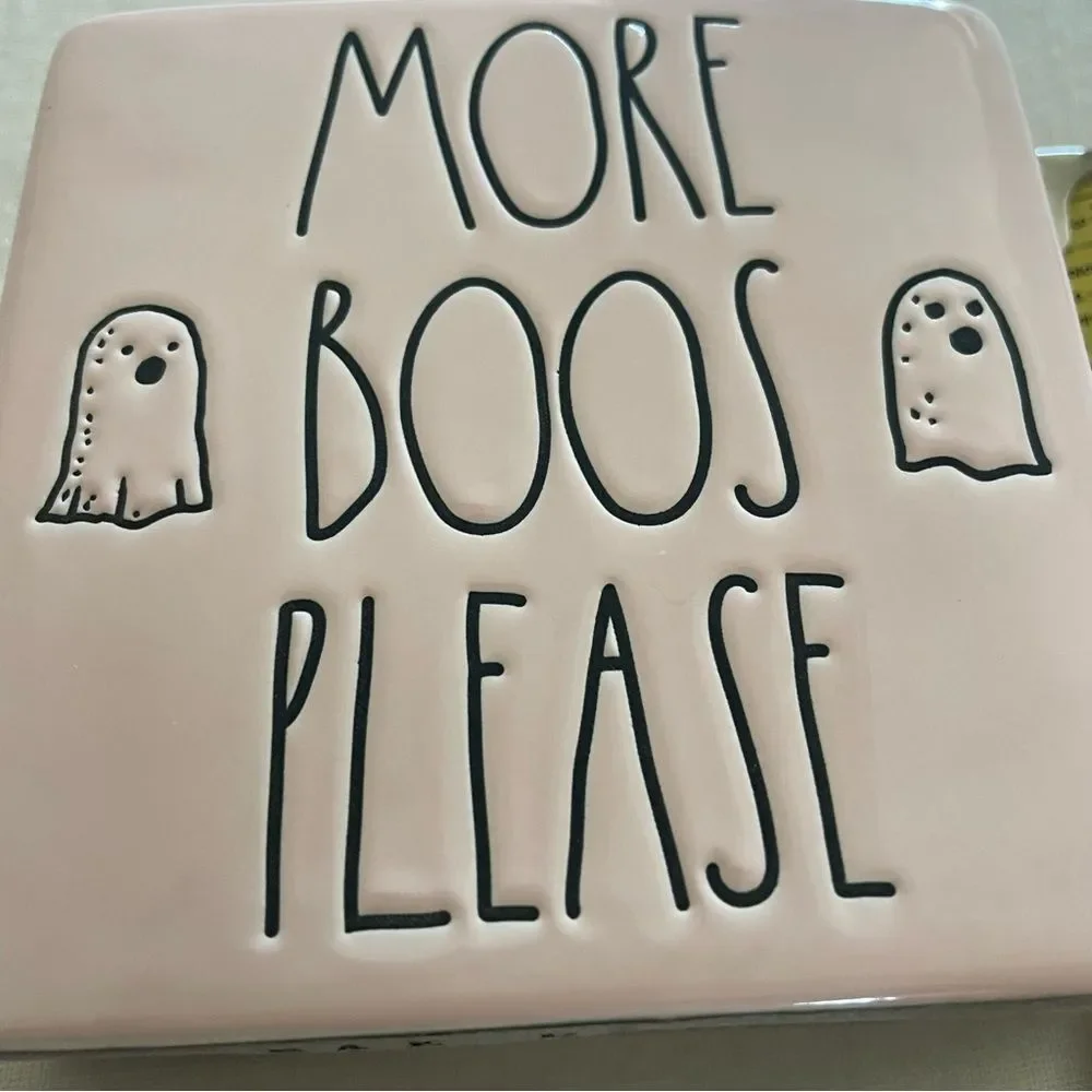 MORE BOOS PLEASE Rae Dunn Ghost Ceramic Sign